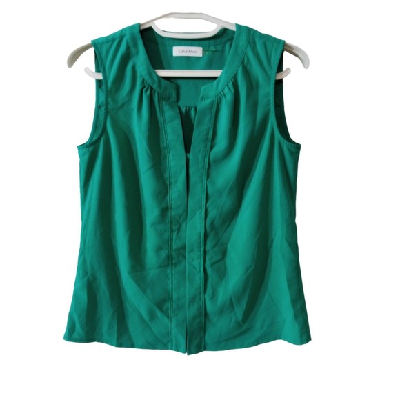 Women's Calvin Klein Sleeveless Green Shirt Size Xs‎ - Picture 10 of 16